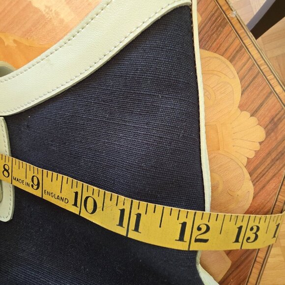 Town Shoes - Nautical Vintage White Leather & Navy Fabric Shoulder Bag​ - Picture 12 of 14